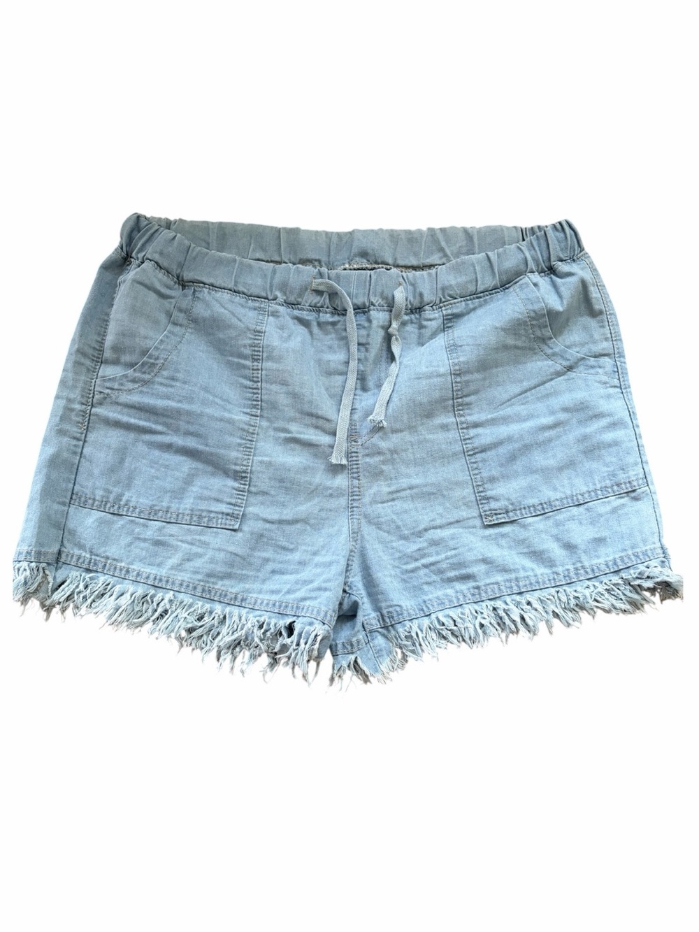 Light Blue Frayed Hem Demin Shorts